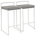 LumiSource Fuji Stacker Counter Stools, Gray Seat/White Frame, Set of 2 Stools