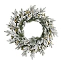Nearly Natural Flocked Artificial Christmas Wreath With 50 LED Lights, 24” x 5”, Green 1 thumbnail image