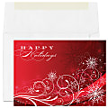 Custom Full-Color Holiday Cards With Envelopes, 7" x 5", Scarlet Swirls, Box Of 25 Cards/Envelopes 1 thumbnail image