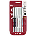 uni-ball® Vision™ Rollerball Pens, Fine Point, 0.7 mm, Assorted Barrels, Assorted Ink Colors, Pack Of 5