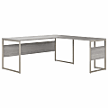 Bush Business Furniture Hybrid 72"W L-Shaped Corner Desk Table With Mobile File Cabinet, Platinum Gray, Standard Delivery