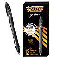 BIC® Gel-ocity Quick Dry Retractable Gel Pens, Medium Point, 0.7 mm, Black Barrel, Black Ink, Pack Of 12