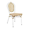 Flash Furniture Cannes Indoor/Outdoor Commercial Thonet Bistro Stacking Chair, PE Cane Rattan and Aluminum Frame, Natural/White Frame 1 thumbnail image