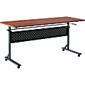 Lorell® Shift 2.0 Flip & Nesting Mobile Table, 29-1/2”H x 60”W x 24”D, Cherry/Black