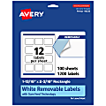 Avery® Removable Labels With Sure Feed®, 94233-RMP100, Rectangle, 1-13/16" x 2-3/16", White, Pack Of 1,200 Labels