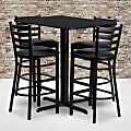 Flash Furniture Rectangle Table And 4 Ladder-Back Barstools, 42"H x 24"W x 42"D, Black