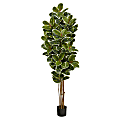 Nearly Natural Oak 72”H Artificial Tree With Planter, 72”H x 16”W x 16”D, Green/Black