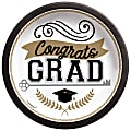 Amscan Graduation Achievement Is Key Round Paper Plates, 6-3/4", Black, Pack Of 100 Plates