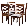 Baxton Studio Elijah Dining Chairs, Gray/Walnut, Set Of 4 Chairs