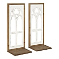 Kate and Laurel Mirabela Wood Sconce Shelves, 16-3/4"H x 7-1/4"W x 5"D, Rustic Brown, Set Of 2 Shelves