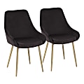 LumiSource Diana Contemporary Chairs, Brass/Black, Set Of 2 Chairs