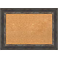 Amanti Art Rectangular Non-Magnetic Cork Bulletin Board, Natural, 29” x 21”, Bark Rustic Char Plastic Frame