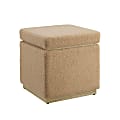 Linon Brenock Square Storage Ottoman, 18"H x 18"W x 18"D, Tan/Natural 1 thumbnail image