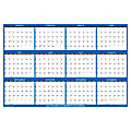 2024 SwiftGlimpse Oversized Wet/Dry-Erase Laminated Yearly Wall Calendar, 72" x 48", Navy