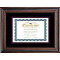 Advantus Double Matted Certificate Picture Frame, 11" x 14" With Mat, Rosewood