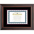 Advantus Double Matted Certificate Picture Frame, 11" x 14" With Mat, Rosewood