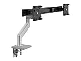 Humanscale M8.1 - Mounting kit (crossbar for dual monitors, two-piece clamp mount with base, angled / dynamic link, 2 VESA adapters (black)) - for 2 LCD displays - silver with black trim - mounting interface: 100 x 100 mm - desk-mountable