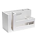 Elegant Designs Pantry Picks Wooden Flatware And Utensils Caddy Condiment Organizer With Cutout Handle, 9-1/8”H x 7-3/16”W x 15-3/4”L, White Wash