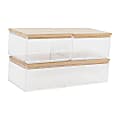 Martha Stewart Brody Plastic Storage Organizer Bins With Lids, 2"H x 3"W x 7-1/2"D, Clear/Light Natural, Set Of 3 Bins