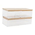 Martha Stewart Brody Plastic Storage Organizer Bins With Lids, 2"H x 3"W x 7-1/2"D, Clear/Light Natural, Set Of 3 Bins, BEPB3316WD3CLNT 1 thumbnail image