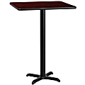 Flash Furniture Square Laminate Table Top With Bar-Height Table Base, 43-1/8"H x 24"W x 24"D, Mahogany/Black