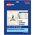 Avery® Pearlized Permanent Labels, 94229-PIP25, Rectangle, 5-1/2" x 8-1/2", Ivory, Pack Of 50 Labels
