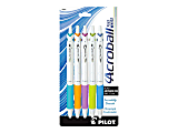 Pilot® Acroball Retractable Pens, Fine Point, 0.7 mm, White Barrel, Black Ink, Pack Of 5 Pens