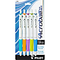 Pilot® Acroball Retractable Pens, Fine Point, 0.7 mm, White Barrel, Black Ink, Pack Of 5 Pens