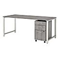 Bush Business Furniture 400 72"W Table Computer Desk With 3-Drawer Mobile File Cabinet, Platinum Gray, Standard Delivery 1 thumbnail image