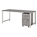 Bush Business Furniture 400 72"W Table Computer Desk With 3-Drawer Mobile File Cabinet, Platinum Gray, Standard Delivery