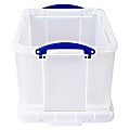 Really Useful Box® Plastic Storage Container With Built-In Handles And Snap Lid, 32 Liters, 19" x 14" x 12", Clear 1 thumbnail image