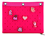 Office Depot® Brand 3-Ring Silicone Pencil Pouch With Charms, 7" x 9-13/16", Pink 1 thumbnail image