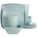 Gibson Home Grayson Melamine 16-Piece Square Dinnerware Set, Mint 1 thumbnail image