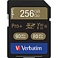 Verbatim Pro+ 256 GB SDXC - Class 10/UHS-I (U3) - 90 MB/s Read - 80 MB/s Write1 Pack - 600x Memory Speed 1 thumbnail image