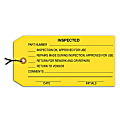 Partners Brand Prewired Inspection Tags, "Inspected," 4 3/4" x 2 3/8" Yellow, Box Of 1,000