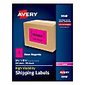 Avery® High-Visibility Permanent Shipping Labels, 5948, 5 1/2" x 8 1/2", Neon Magenta, Pack Of 200