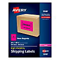 Avery® High-Visibility Permanent Shipping Labels, 5948, 5 1/2" x 8 1/2", Neon Magenta, Pack Of 200 1 thumbnail image