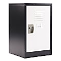 Alpine AdirOffice 1-Tier Steel Lockers, 24”H x 15”W x 15”D, Black/White, Pack Of 2 Lockers