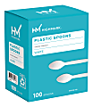 Highmark® Medium-Length Plastic Cutlery, Spoons, Pack Of 100 Spoons 1 thumbnail image