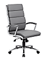 Boss Office Products CaressoftPlus™ Vinyl Ergonomic High-Back Chair, Gray/Chrome