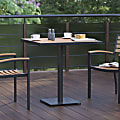 Flash Furniture Outdoor Patio Furniture Bistro Dining Table With Faux Poly Slats, 30”H x 30”W x 30”D, Teak