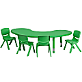 Flash Furniture Half-Moon Plastic Height-Adjustable Activity Table Set With 4 Chairs, 23-3/4"H x 35"W x 65"D, Green 1 thumbnail image