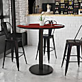 Flash Furniture Round Laminate Table Top With Round Bar Height Table Base, 43-3/16”H x 42”W x 42”D, Mahogany