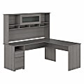 Bush Business Furniture Cabot 72"W L-Shaped Corner Desk With Hutch And Drawers, Modern Gray, Standard Delivery 1 thumbnail image