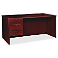 Lorell® Prominence 2.0 3/4 Left Pedestal Desk, 66"W x 30"D, Mahogany