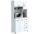 Inval Storage Cabinet With Microwave Stand, 6 Shelves, 66"H x 35"W x 15"D, Laricina White