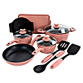 Oster Lynhurst 12-Piece Aluminum Cookware Set, Pink