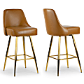 Glamour Home Auren Upholstered Bar Stools With Legs, Brown, Set Of 2 Stools