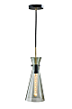 Adesso Walker Pendant Lamp, 5”W, Black/Antique Brass/Smoked Glass