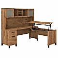Bush® Furniture Somerset 72"W 3-Position Sit-to-Stand L-Shaped Desk With Hutch, Fresh Walnut, Standard Delivery 1 thumbnail image